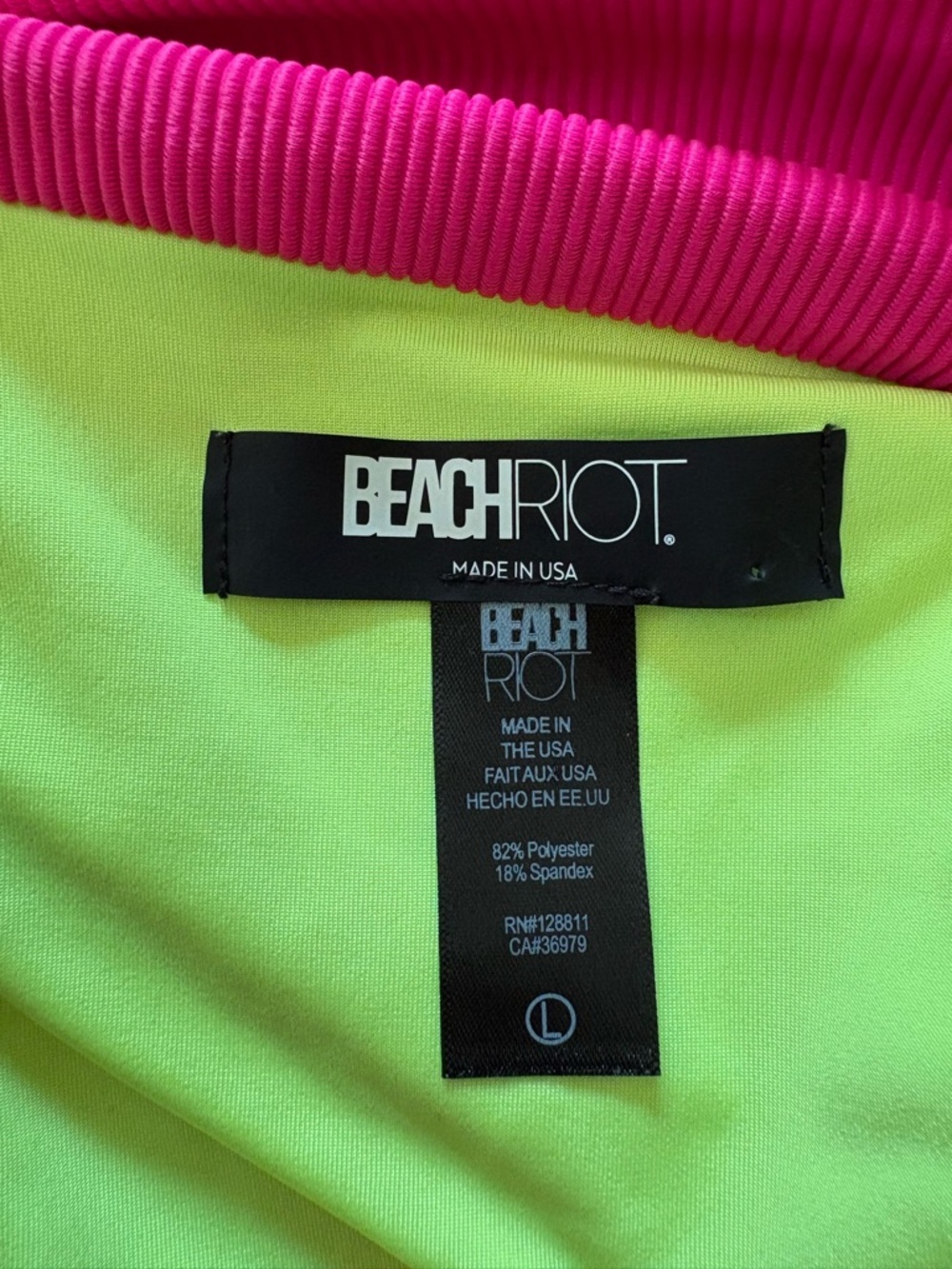 Beach Riot Heidi Two-Piece Bikini neon yellow Pink Aqua size large - Picture 7 of 10